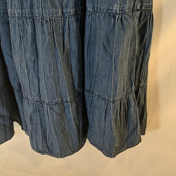 Alfred Dunner Beaded Denim Maxi Skirt 12P Elastic Waist Blue Jean Boho Midi - Picture 4 of 12